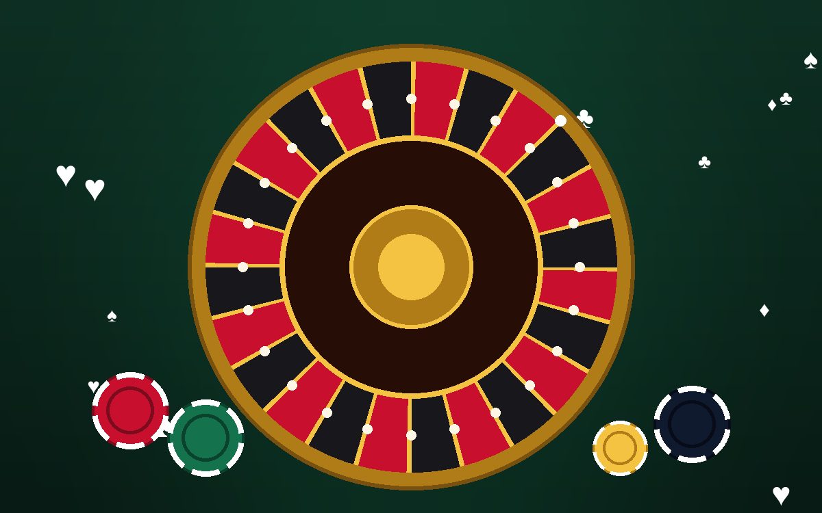 Ilustrasi roda roulette dengan chip kasino